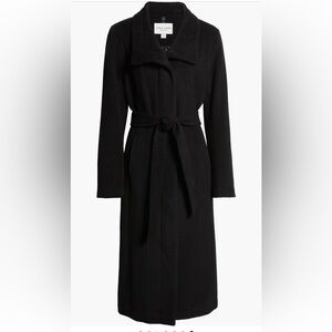 NWT Cole Haan Signature Slick Belted Long Coat Wool Blend Zip Snap Size 6